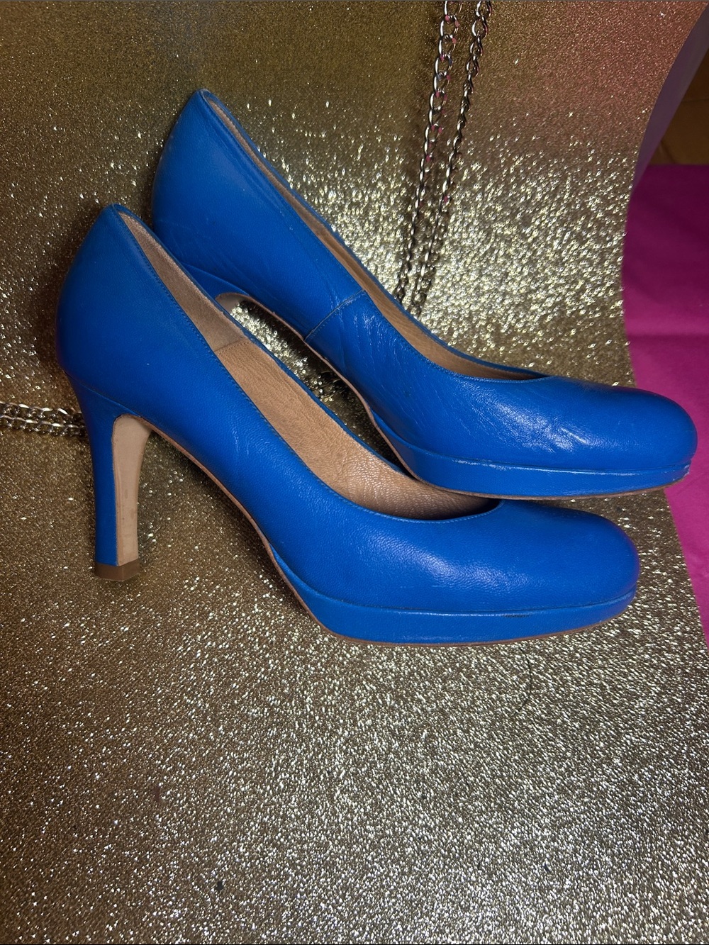 Women's Royal Blue Platform Pump Heel Made in Spain